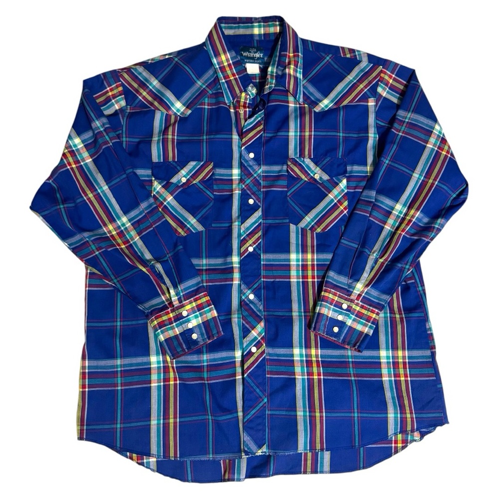 Vintage Wrangler Western Blue Plaid Shirt